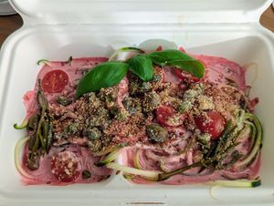 Raw spaghetti at Nishta in Dubrovnik