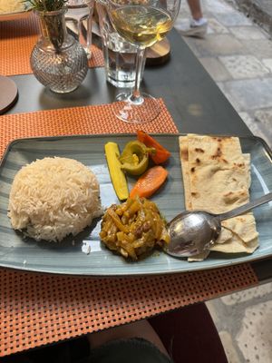 Curry platter  at Nishta in Dubrovnik