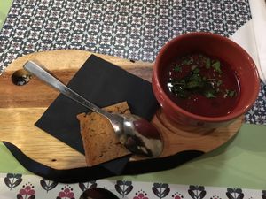 Hot Harissa soup at Nishta in Dubrovnik