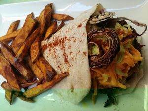 burguer and sweet potato chips at Nishta in Dubrovnik