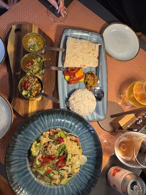 Top curry plate - bottom Thai green noodlees  at Nishta in Dubrovnik