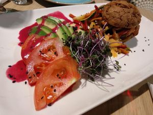 Chickpea muffin entree. A tasty and unique idea. at Nishta in Dubrovnik