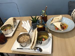 Two Dahls and a Falafel wrap  at Nishta in Dubrovnik