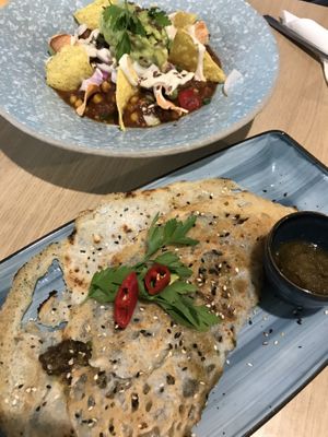 Nachos and lentil crepe thingy for Monday’s menu  at Nishta in Dubrovnik