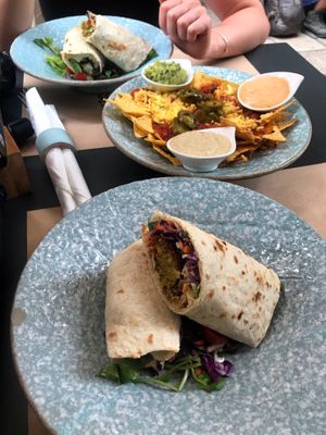 Falafel wrap and nachos  at Nishta in Dubrovnik