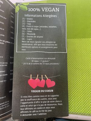 Allergens list  at Délices Veggies in Metz