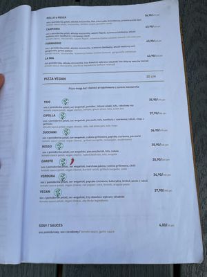 Wide variety of vegan pizza  at Brocci in Poznan