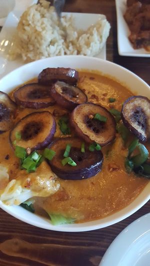 Kare-kare is vegetables in a peanut sauce at Nick's Kitchen in Daly City