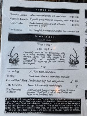 Menu at Nick's Kitchen in Daly City