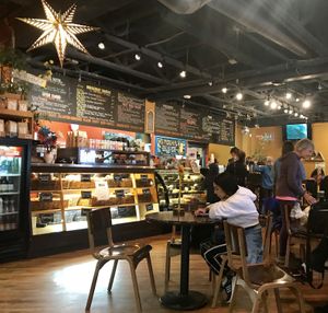 Late Friday morning  at Rocky Mountain Bagel in Canmore