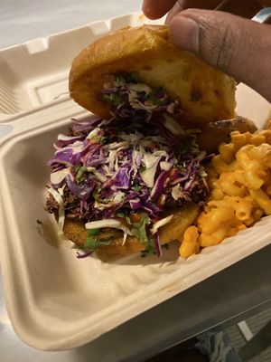 BBQ Jackfruit sandwich. at Jackfruit Cafe in West Los Angeles