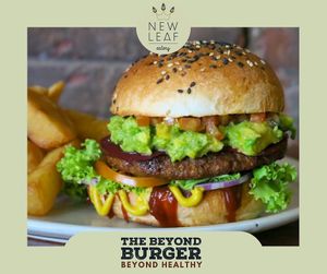Our 'Beyond Healthy' burger with avocado, beetroot and tomato salsa at New Leaf Eatery in Siem Reap