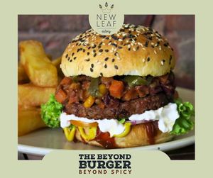Our 'Beyond Spicyy' burger with chilli, jalapenos and vegan mayo at New Leaf Eatery in Siem Reap