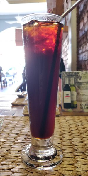 Iced cold brew coffee at New Leaf Eatery in Siem Reap