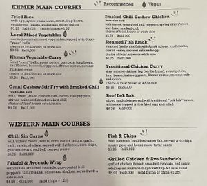 Menu 3 of 9 - Khmer and western main courses  at New Leaf Eatery in Siem Reap