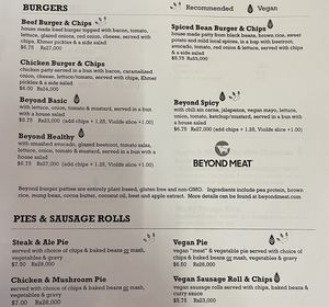 Menu 4 of 9 - Burgers, pies and sausage rolls  at New Leaf Eatery in Siem Reap