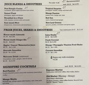 Menu 6 of 9 - Juices, smoothies and cocktails  at New Leaf Eatery in Siem Reap