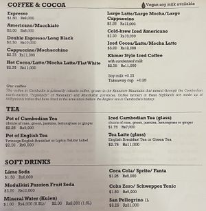Menu 7 of 9 - Coffee, tea and soft drinks  at New Leaf Eatery in Siem Reap