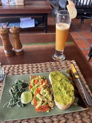Scrambled tofu with avocado toast  at New Leaf Eatery in Siem Reap
