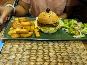 Burger at New Leaf Eatery in Siem Reap