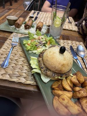 Veggie burger  at New Leaf Eatery in Siem Reap