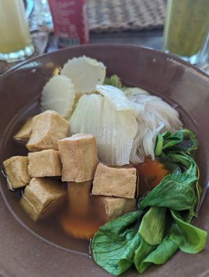 Veggie noodles with tofu at New Leaf Eatery in Siem Reap