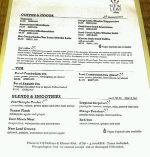 Menu page 4 at New Leaf Eatery in Siem Reap