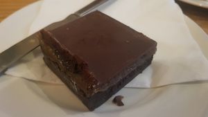Millionaires brownie at Baltzersens in Harrogate