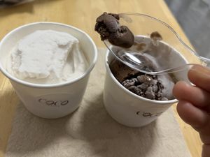 The spoon is almost bigger than the cup of ice cream!   at Coco Corner in Chiang Mai