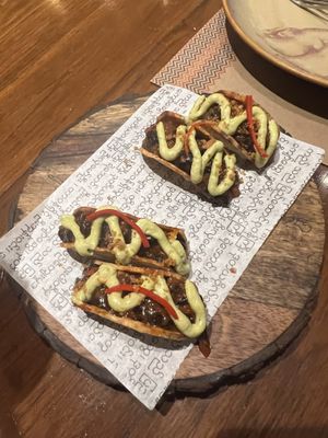 Taro and black bean tacos   at Burma Burma in New Delhi