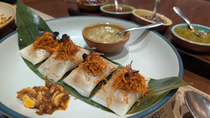 Rice noodle dumplings at Burma Burma in New Delhi