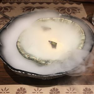 Dramatic Mango and Coconut Ice Cream at Burma Burma in New Delhi