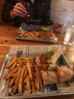 Jerk sandwich and veggie burger at Prohibition Kitchen in St Augustine