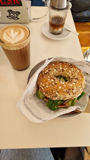 Breakfast bagel (grilled veggies) at Brocca Cafe in Berlin