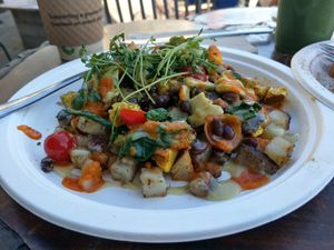 Veggie hash had wonderful flavours! at Press Market in Collingwood