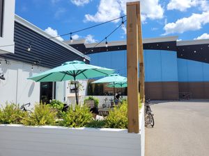 Outdoor seating at Press Market in Collingwood