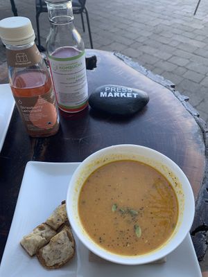 Thai Carrot soup was amazing at Press Market in Collingwood