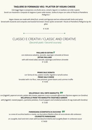 Fall 2021 Menu. V = Vegan, OV = Can be Made Vegan at Il Margutta in Rome