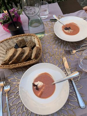 Gazpacho free starter  at Il Margutta in Rome