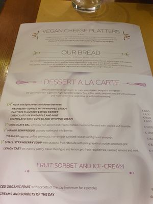 Menu at Il Margutta in Rome