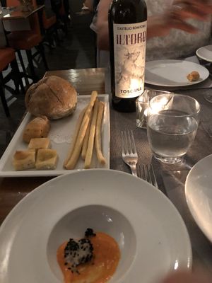 Starter and wine  at Il Margutta in Rome