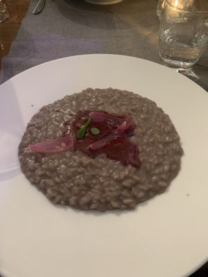 Creamy vegan risotto at Il Margutta in Rome