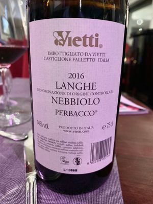 Vietti Langhe DOC Nebbiolo vegan wine at Il Margutta in Rome