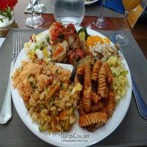 Plateload of vegan food from the lunchtime buffet. at Il Margutta in Rome