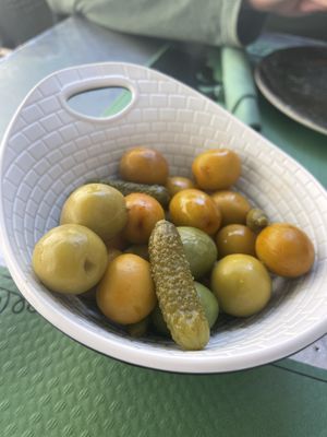 Lovely olive mix with pickles   at Escalones de la Lonja in Valencia