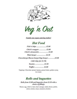 Menu taken from their FB page at Veg'n Out in Broadstairs