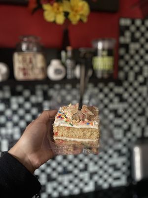 Vegan Birthday Cake Slice Enjoyed at Home 🤪 (Warning: It’s Definitivamente Dulce! Mega Sugar Overload)  at Berkeley Bowl - West in Berkeley