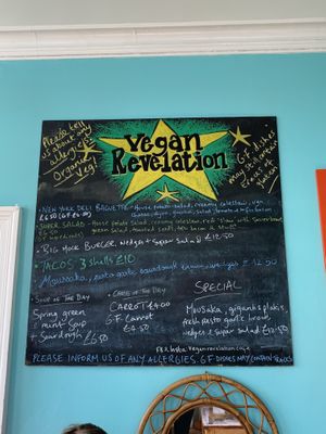 Todays menu   at Vegan Revelation in Belper