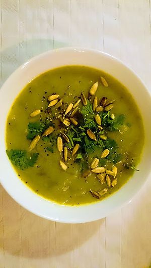 Delicious Cockless-A-Leekie soup for Burns' Night at Vegan Revelation Café, Belper. at Vegan Revelation in Belper