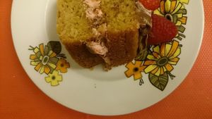 Amazing moist sponge cake with fresh raspberries at Vegan Revelation Café, Belper. at Vegan Revelation in Belper